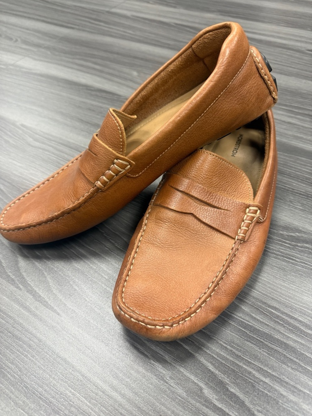 Nordstrom Men's Cognac Leather Penny Loafers Size 10.5 M